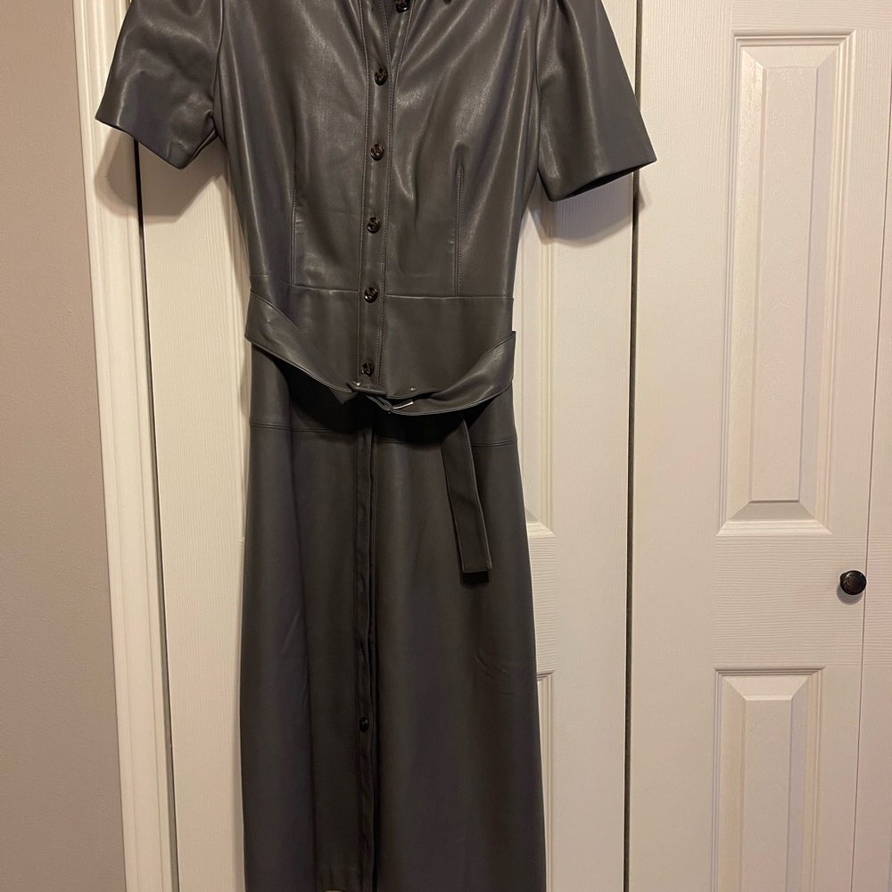 Ann Taylor Charcoal Button-Down Midi Dress